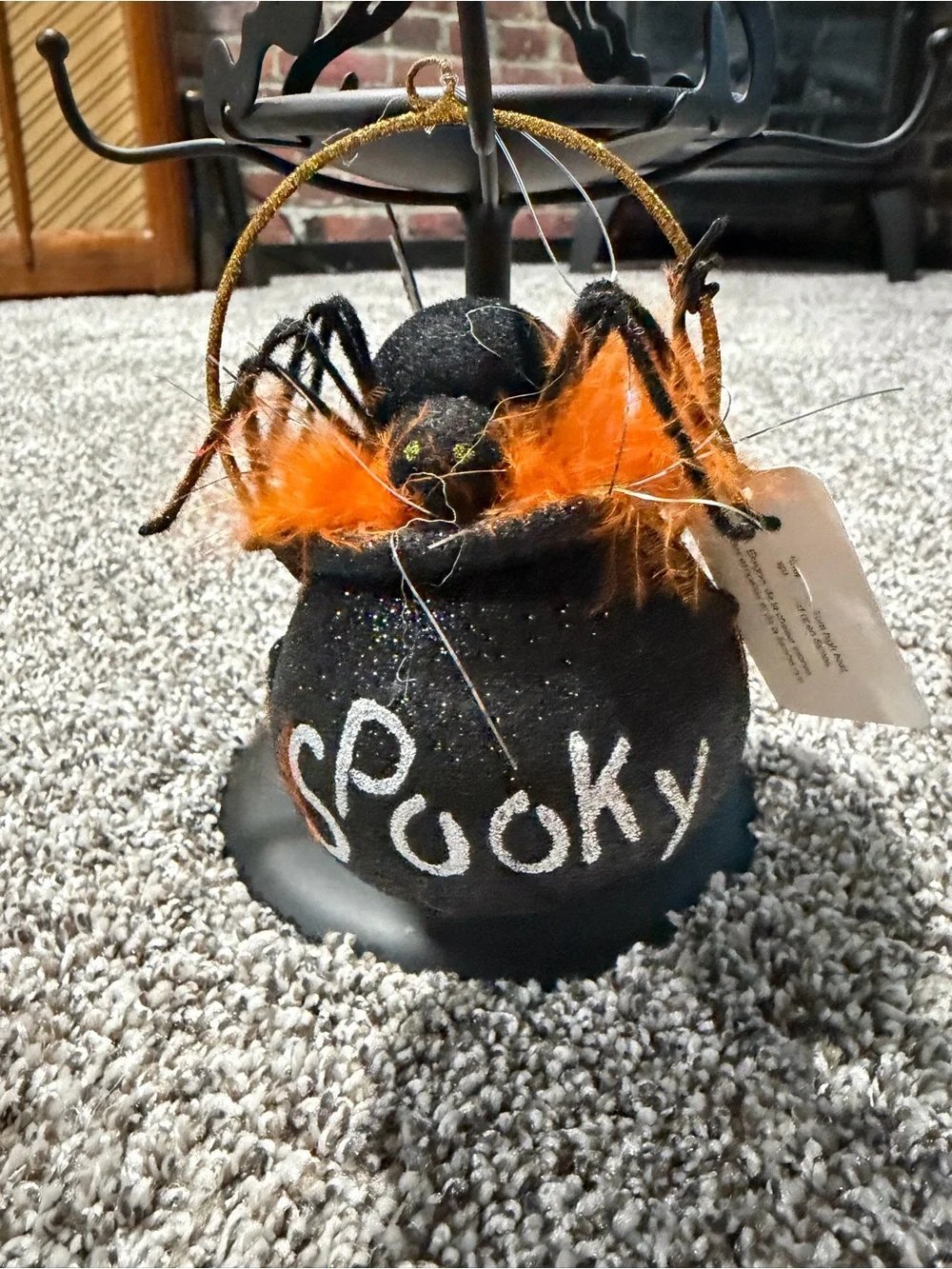 Vintage Pier one Spooky Black & Orange Halloween Cauldron ornament